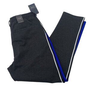 Jack and Jones Mens Tapered Vega Dark Gray Pants Side Stripes Ponte NWT 33x27